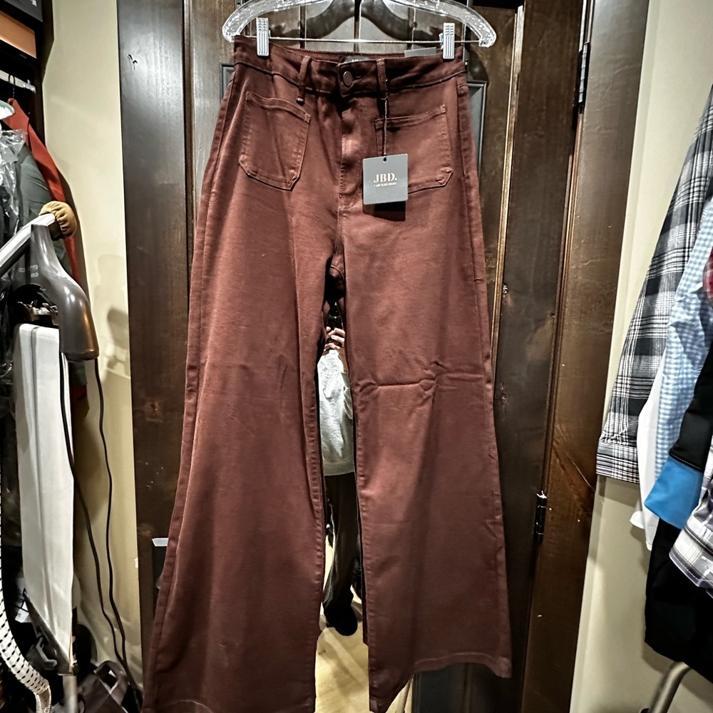 JBL Brown Flare Wide Leg Jeans